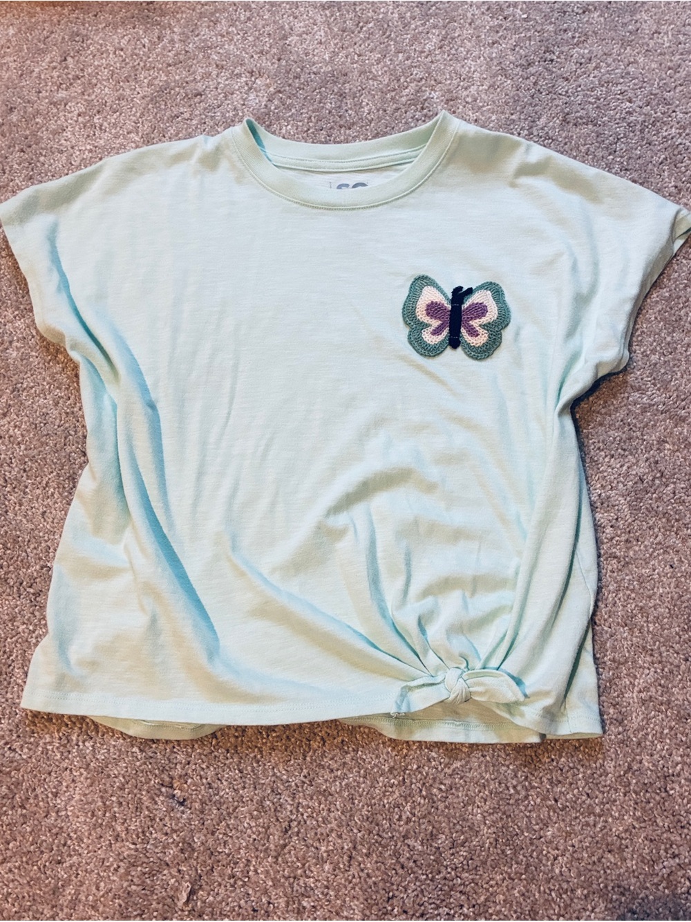 SO NWOT Mint Green Short Sleeve Tee with Butterfly Patch